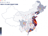 中国2021年大润发门店咖啡千元销量 [地理坐标,地图,散点图]